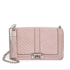 NWOT Quilted Love Suede Crossbody Bag with Tassel
